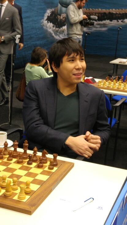 Wesley So, poco antes de empezar una de las partidas en Wijk aan Zee