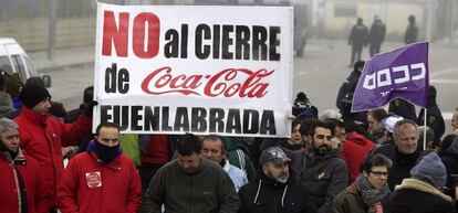 Protesta de trabajadores de Coca-Cola en Fuenlabrada en enero.