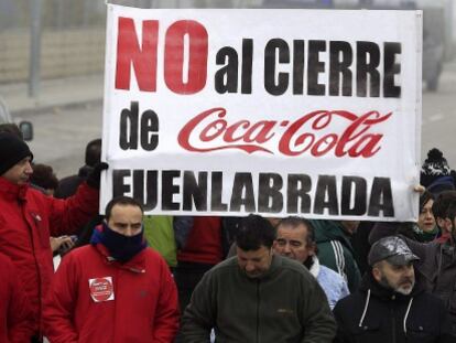 Protesta de trabajadores de Coca-Cola en Fuenlabrada en enero.