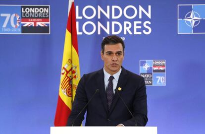 El presidente del Gobierno en funciones, Pedro Sánchez, durante su participación en la cumbre de la OTAN, la semana pasada en Londres.