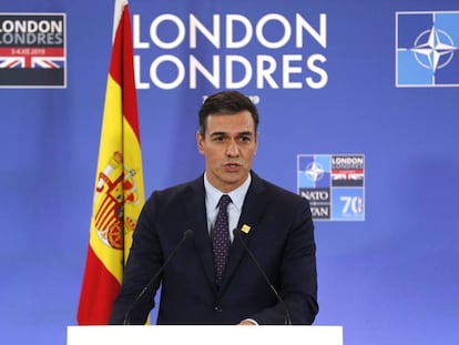 El presidente del Gobierno en funciones, Pedro Sánchez, durante su participación en la cumbre de la OTAN, la semana pasada en Londres.