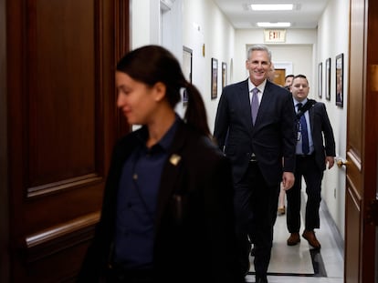 Speaker of the House Kevin McCarthy (R-CA) arrives for a news conference after the House passed The Fiscal Responsibility Act of 2023 in the Rayburn Room at the U.S. Capitol on May 31, 2023 in Washington, DC.