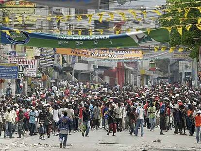 Manifestación en Puerto Príncipe (Haití) contra la subida del precio de los alimentos el pasado miércoles.