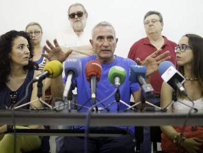 El portavoz del Sindicato Andaluz de Trabajadores (SAT), Diego Ca&ntilde;amero, en la presentaci&oacute;n de su lista en Sevilla este mi&eacute;rcoles.