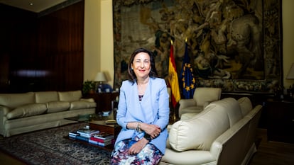 La ministra de Defensa, Margarita Robles, este sábado en su despacho durante la entrevista con EL PAIS.