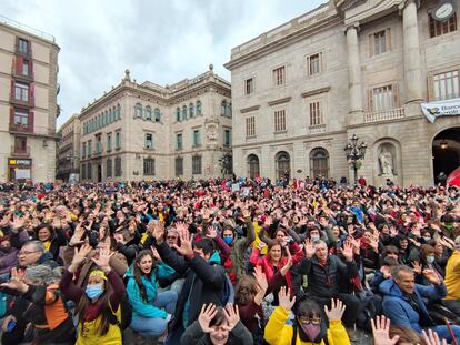 Manifestación en Barcelona en el tercer día de huelga educativa en marzo.