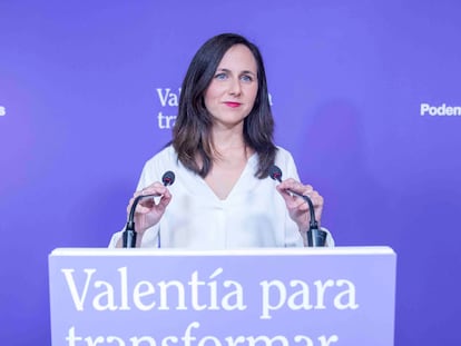 Ione Belarra, secretaria general de Podemos comparecen en la sede del partido el pasado 28 de mayo.