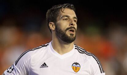 Negredo durante el Valencia-Zenit de esta temporada.