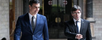 Pedro Sánchez i Carles Puigdemont en una foto d'arxiu a Barcelona.