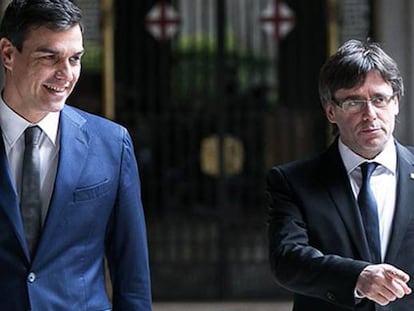 Pedro Sánchez y Carles Puigdemont en una foto de archivo en Barcelona.