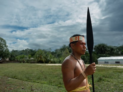 An indigenous Matsé man who has witnessed sightings of groups in voluntary isolation inside a reserve in Puerto Alegre, Peru.