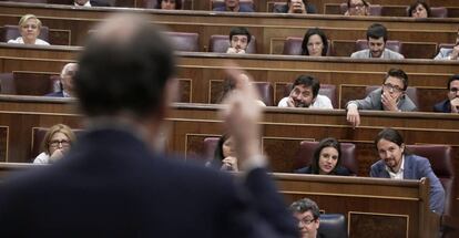 Pleno del Congreso de los Diputados durante el debate de la moción de censura de Unidos Podemos a Mariano Rajoy.
