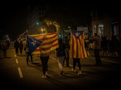 Una protesta llevada a cabo por los CDR en el tercer aniversario del 1-O, en Barcelona, el 1 de octubre de 2020.