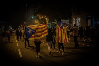 Una protesta llevada a cabo por los CDR en el tercer aniversario del 1-O, en Barcelona, el 1 de octubre de 2020.
