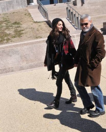 George Clooney y Amal Clooney, en la marcha de Washington a favor del control de armas la semana pasada.