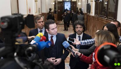 El secretario general del PP, Teodoro García Egea, este sábado en el Congreso.