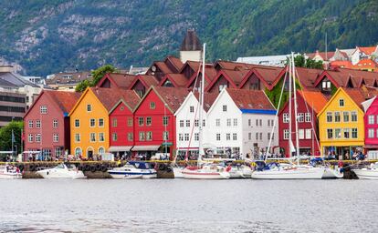 El muelle de Bryggen, en Bergen.