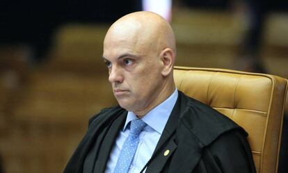 Ministro Alexandre de Moraes durante sess&atilde;o de encerramento do ano judici&aacute;rio do STF, em dezembro de 2017 