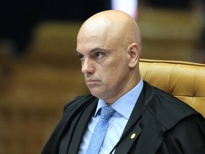 Ministro Alexandre de Moraes durante sess&atilde;o de encerramento do ano judici&aacute;rio do STF, em dezembro de 2017 