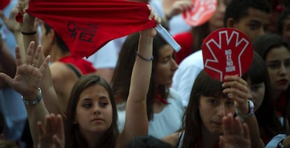 Una protesta en Pamplona contra las agresiones sexuales en San Fermín.