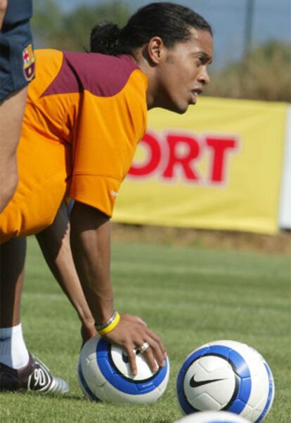 Ronaldinho, en un entrenamiento.