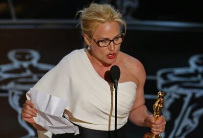 Patricia Arquette, durante su discurso tras ganar el Oscar en el que reivindicó la igualdad de la mujer.