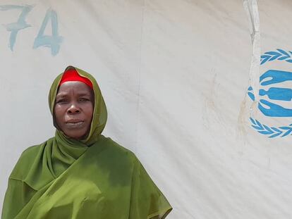 Mariam Zakaria Ahmed, refugiada sudanesa en el campo de Gorom, en Sudán del Sur, en abril.