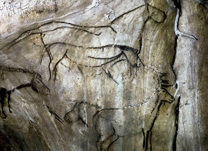 Pinturas rupestres en la cueva de Niaux (Francia).