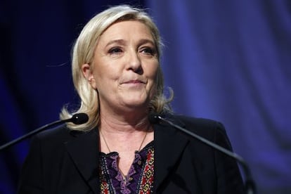 La líder del FN, Marine le Pen, el domingo tras las elecciones regionales.
