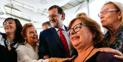 Mariano Rajoy, este lunes tras su acto en Badajoz.