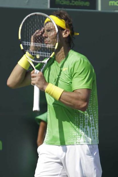 Nadal, en la final de Miami, que perdió ante Djokovic.