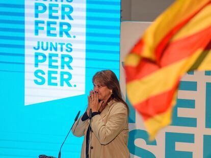 Laura Borràs, durante un acto de campaña electoral en Lleida. EFE/Ramón Gabriel