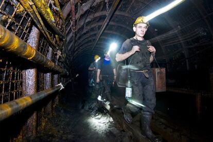 Mineros polacos en la localidad de Jaworzno.