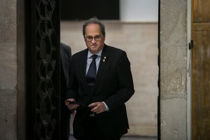 Torra, en enero, tras la decisión del Supremo de mantener su inhabilitación.