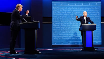 El presidente Donald J. Trump y el candidato presidencial demócrata Joe Biden en su primer debate