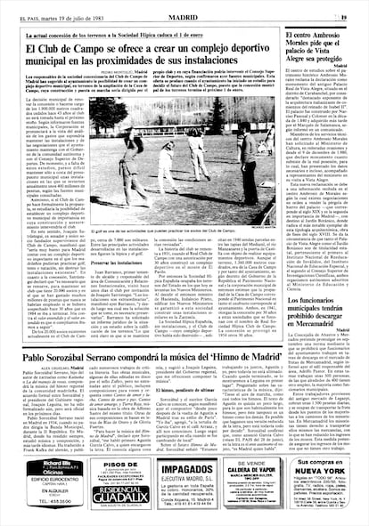 EL PAÍS, 19 de julio de 1983.