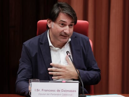 El diputado de JxCat en el Parlament Francesc de Dalmases, durante su comparecencia en comisión para dar explicaciones por abroncar a una periodista.