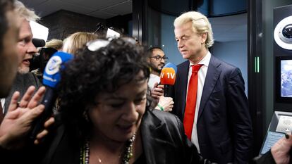 Geert Wilders, cuyo Partido por la Libertad ha ganado las elecciones legislativas holandesas, el viernes en La Haya (Países Bajos).
