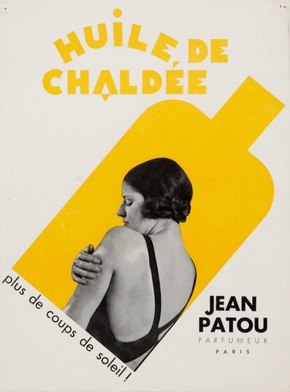 Anuncio de Huile de Chaldée, el primer aceite solar, creado por Jean Patou.