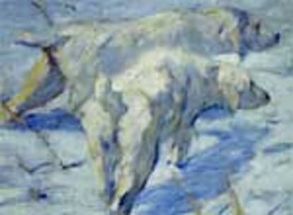 &#39;Perros siberianos en la nieve&#39; (1909-1910), óleo sobre lienzo de Franz Marc.