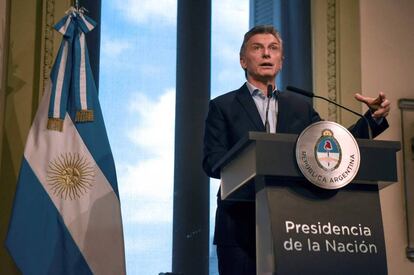 El presidente argentino, Mauricio Macri, en su primera rueda de prensa de 2017.