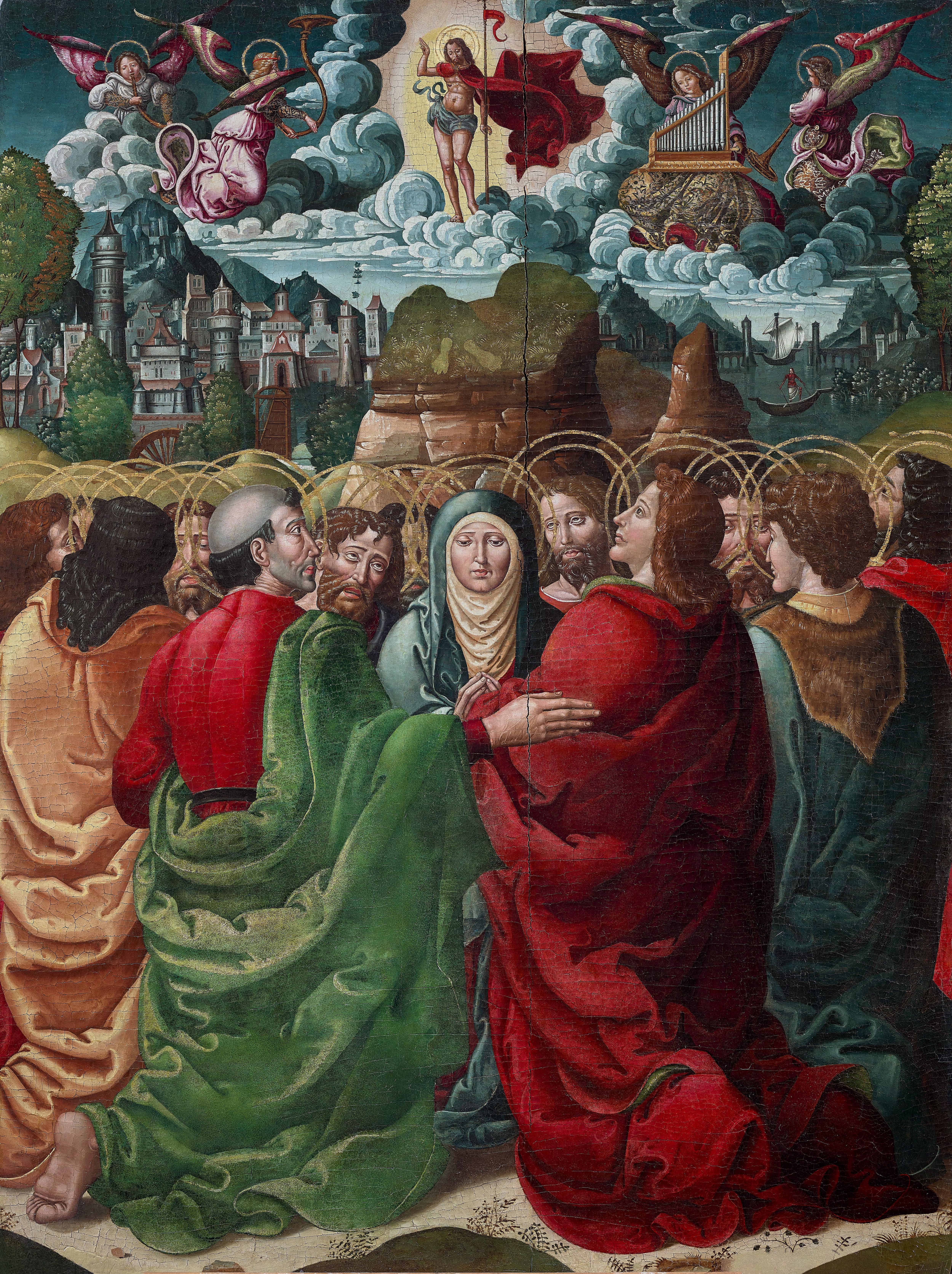 Tabla ‘La ascensión del señor’, del maestro Rodrigo de Sajonia, perteneciente al retablo del Monasterio de Sijena. Cortesía del Museo de Santa Cruz de Toledo.