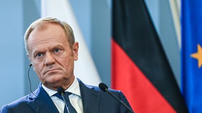 El primer ministro de Polonia, Donald Tusk, en Varsovia el 2 de julio, es uno de los políticos europeos que ha mostrado su alegría ante el fracaso de la extrema derecha en las elecciones de Francia.