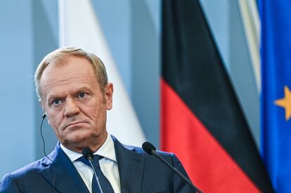 El primer ministro de Polonia, Donald Tusk, en Varsovia el 2 de julio, es uno de los políticos europeos que ha mostrado su alegría ante el fracaso de la extrema derecha en las elecciones de Francia.