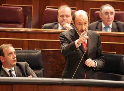 Alfredo Pérez Rubalcaba, ayer en el Congreso.