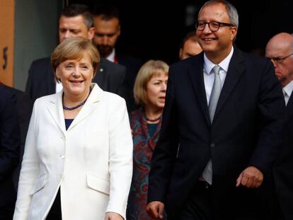 La cancellera Angela Merkel durant les celebracions del dia de la unificació d'Alemanya.