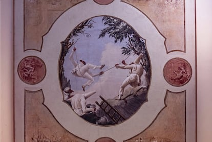 'L'altalena di Pulcinella', de Giandomenico Tiepolo, que decora el techo de una de las salas del Museo del Settecento.