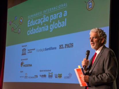 Cesar Callegari, conselheiro do CNE, durante evento de educação na última quinta.