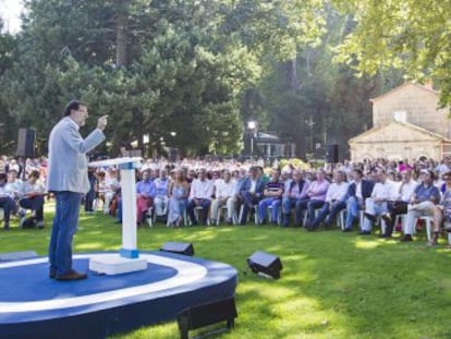 El Presidente Mariano Rajoy durante el acto de la apertura del curso político en el Castillo de Soutomaior (Pontevedra).