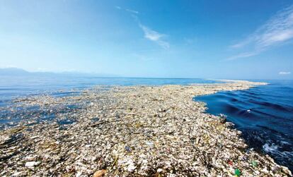 Isla de desechos plásticos en el Caribe